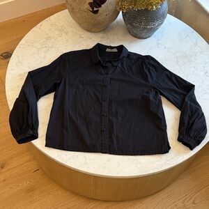 Everlane Black Organic Cotton Button Down Shirt Women Size 4 Minimalist Classic